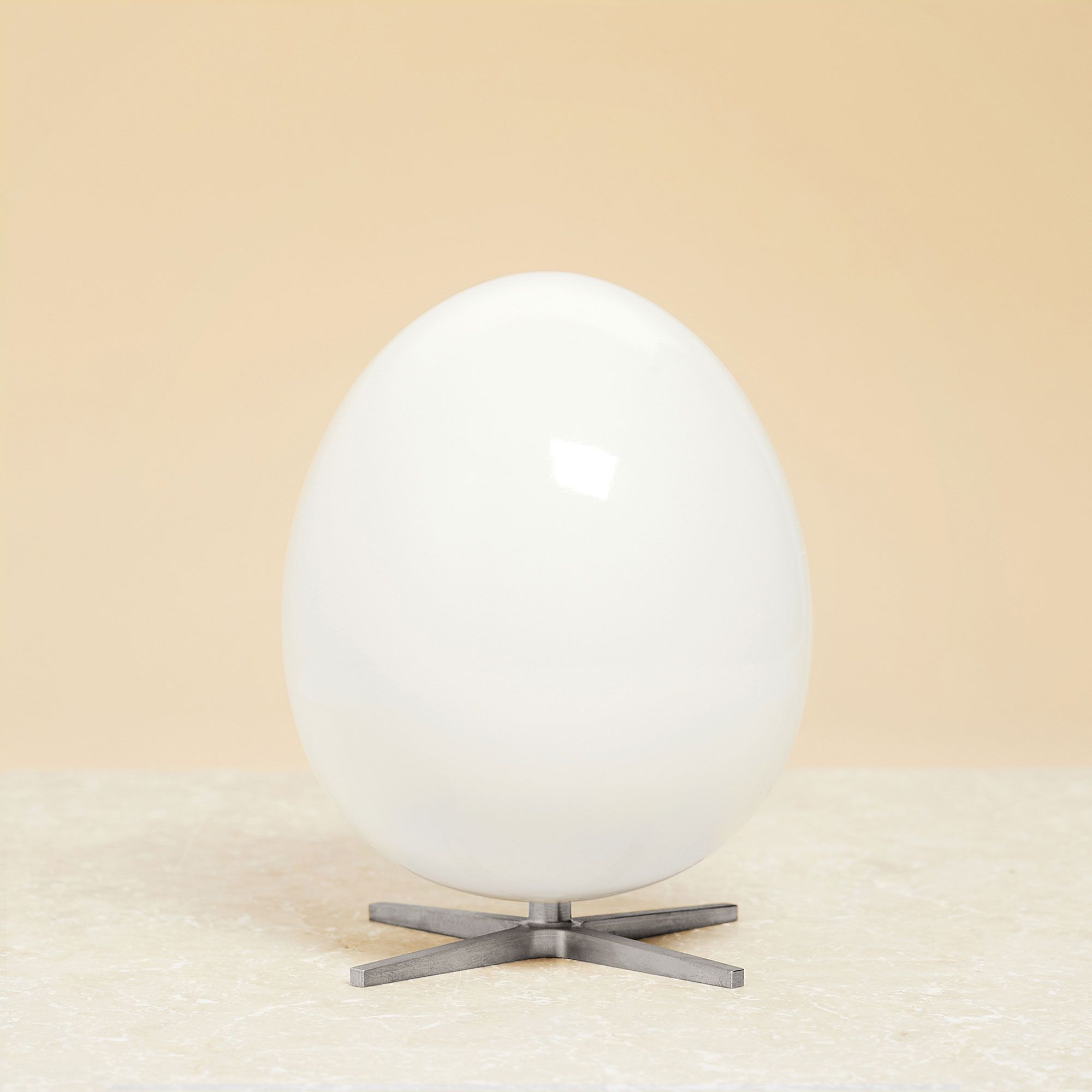 Brainchild The Egg Wooden Figure Mahogany White, Steel Base