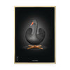 Brainchild Swan Classic Poster, Brass Frame 30x40 Cm, Black/Black Background