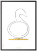 Brainchild Swan Design Sketch Poster Frame Made Of Black Lacquered Wood 50x70 Cm, White Background