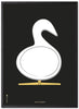 Brainchild Swan Design Sketch Poster Frame Made Of Black Lacquered Wood 70x100 Cm, Black Background