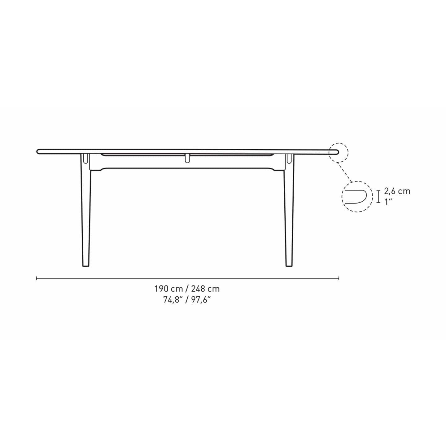 Carl Hansen Ch327 Dining Table Oak Smoke Colored Oil, 248x95 Cm