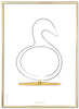 Brainchild Swan Design Sketch Poster Frame Made Of Brass Colored Metal 30x40 Cm, White Background