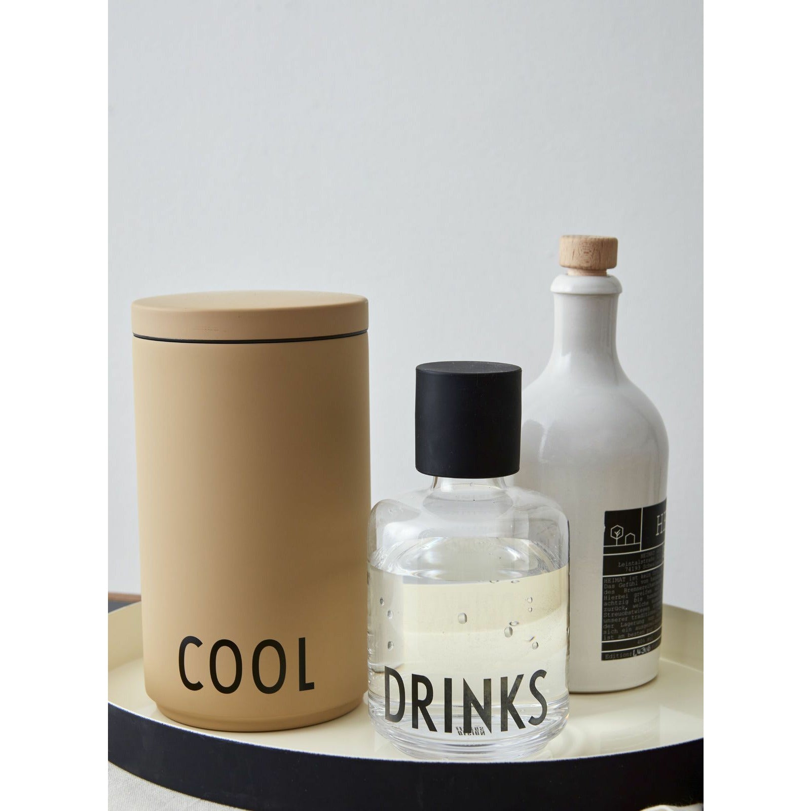 Design Letters Bottle Cooler And Ice Bucket, Beige