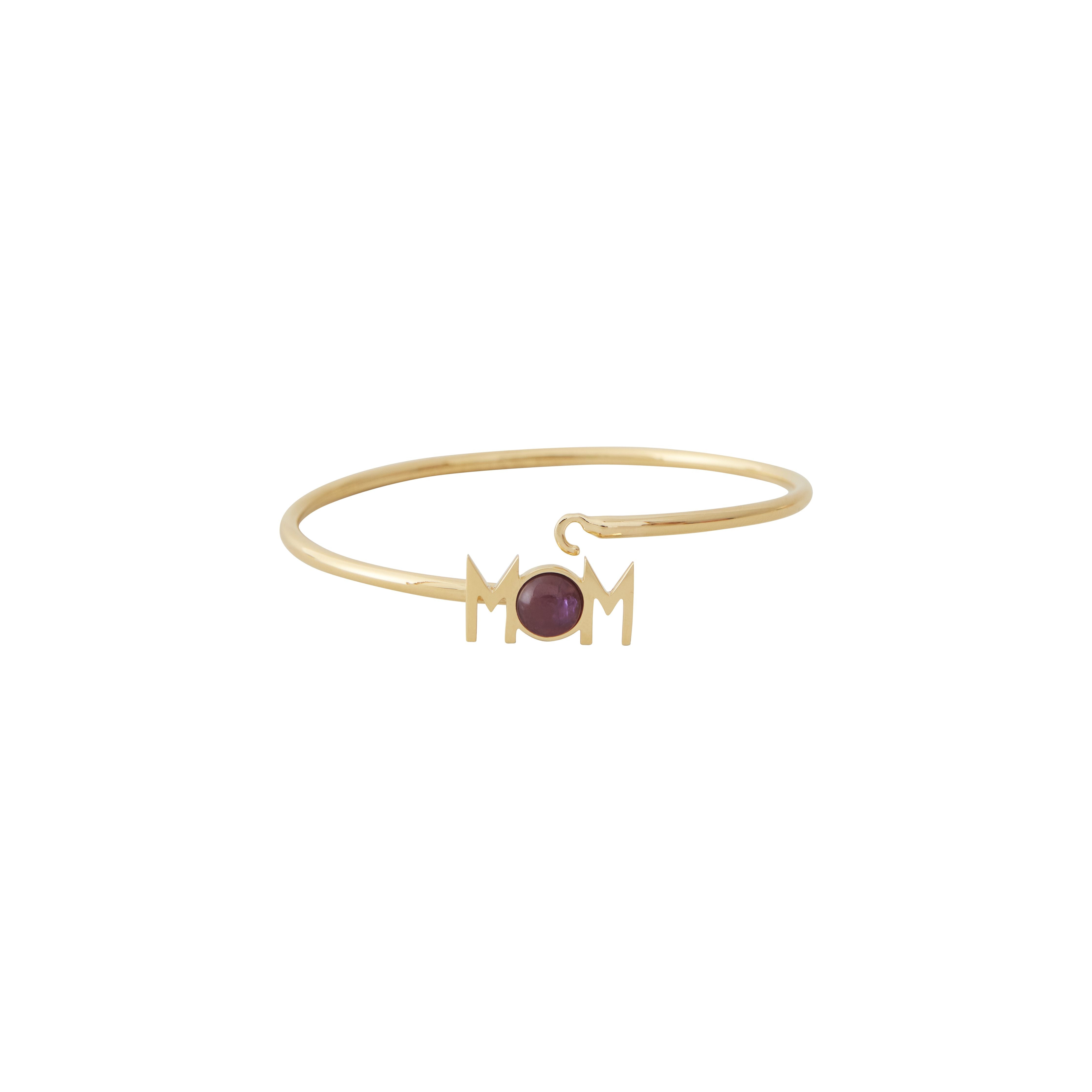 Design Letters Great Mom Bangle 18k Gold Plated, Amethyst Violet