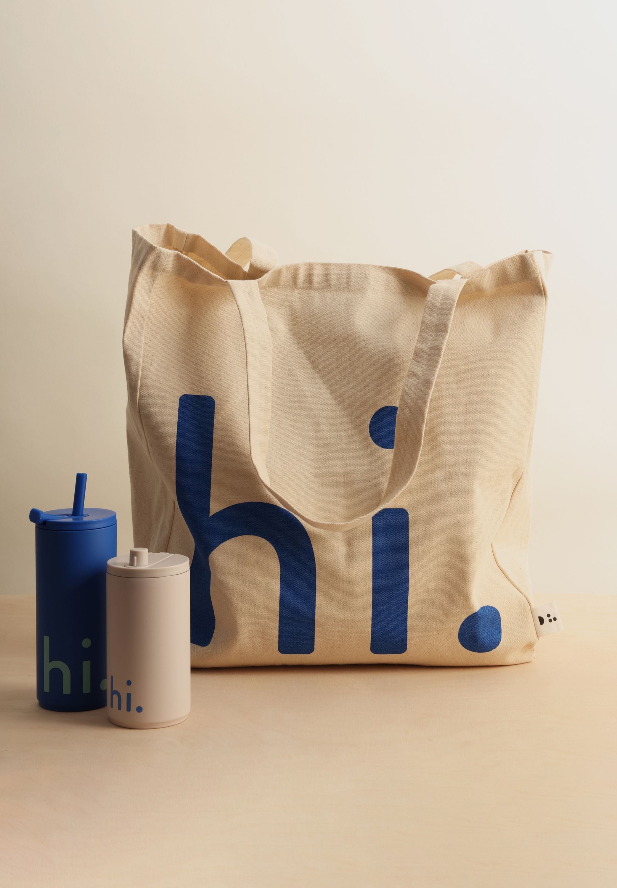 Design Letters Hi Travel Bag, Natural/Cobalt Blue