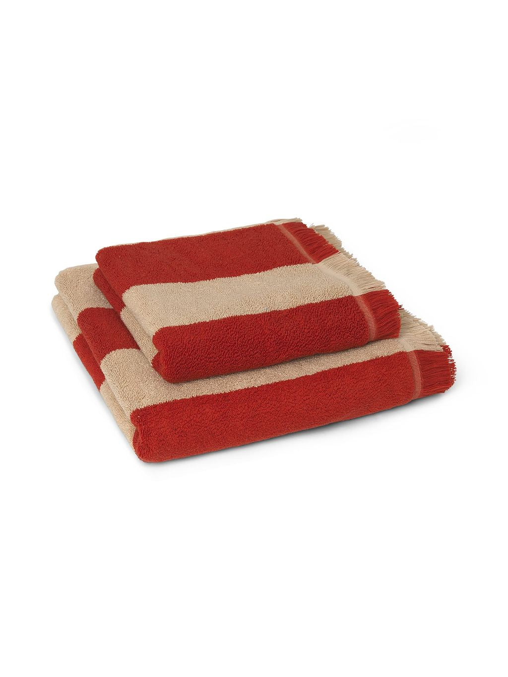 Ferm Living Alee Towel 50x100 Cm, Light Camel/Red