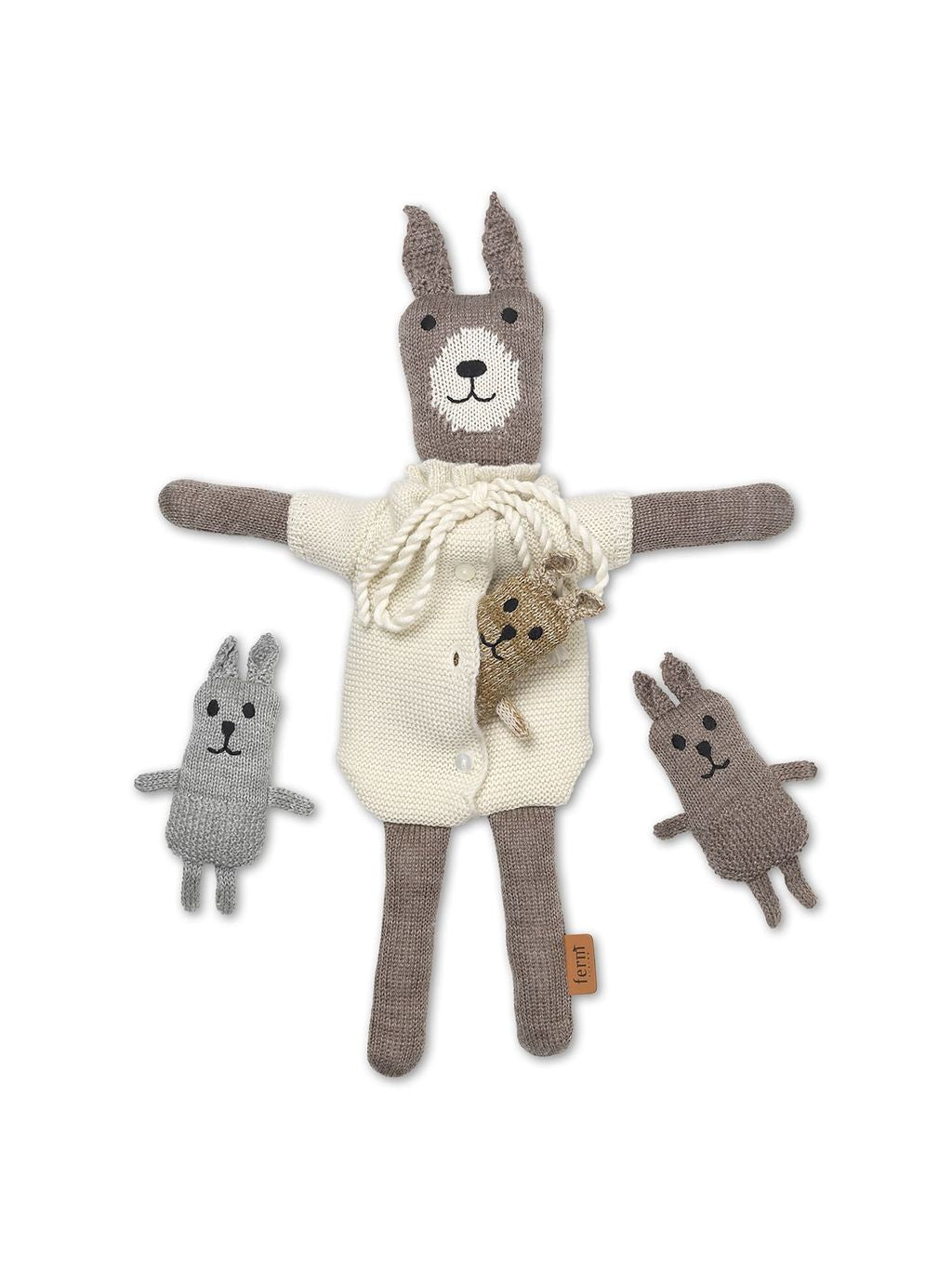 Ferm Living Lee Merino Rabbit Family, Sugar Kelp Melange/Off White