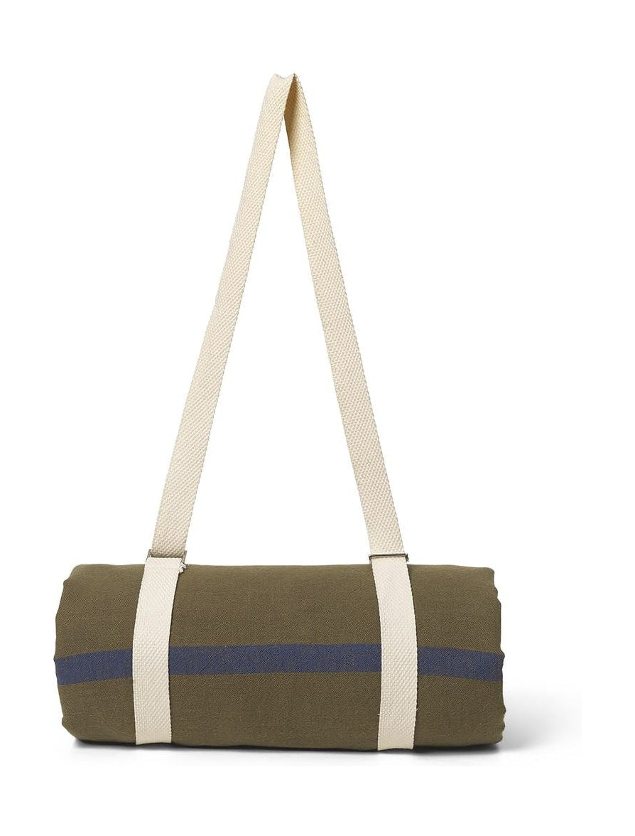 Ferm Living Yard Picnic Blanket, Olive/Light Blue