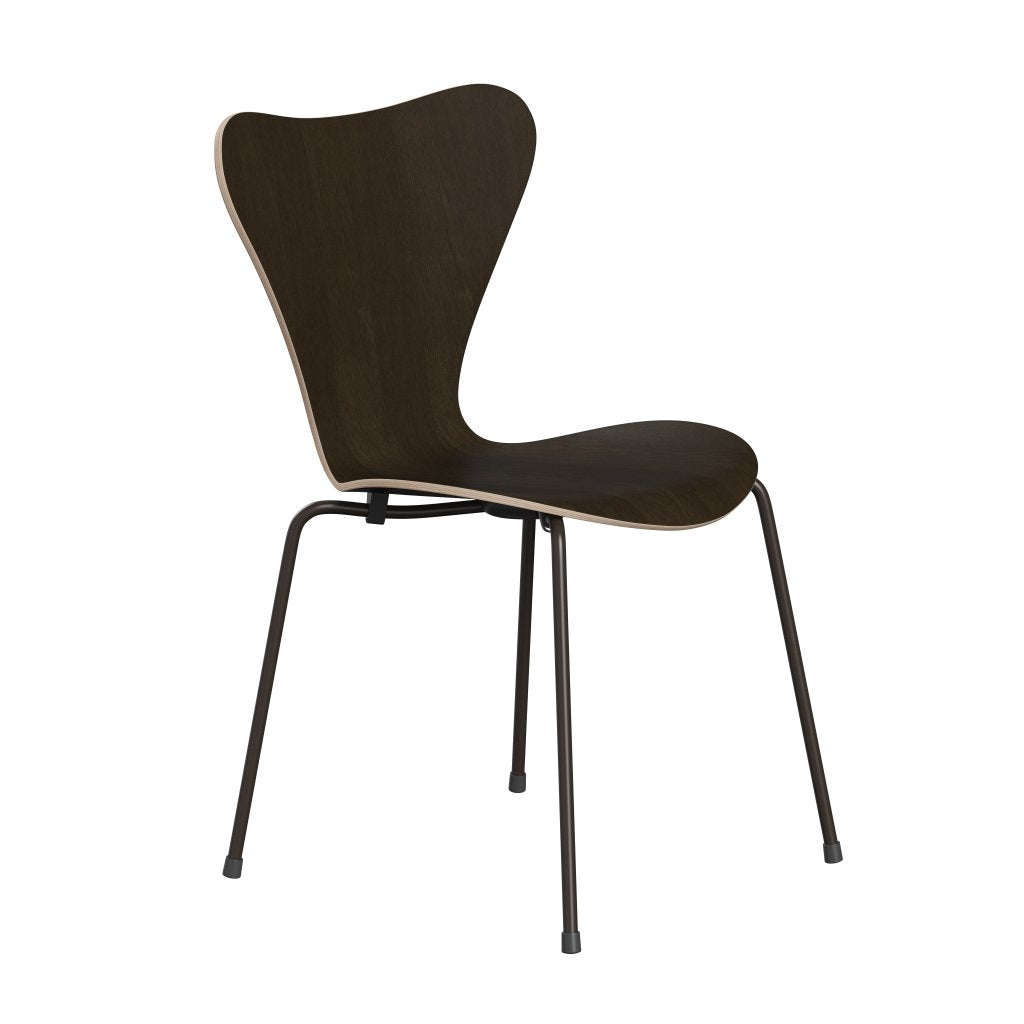 Fritz Hansen 3107 Chair Unupholstered, Brown Bronze/Dark Stained Oak Veneer Natural