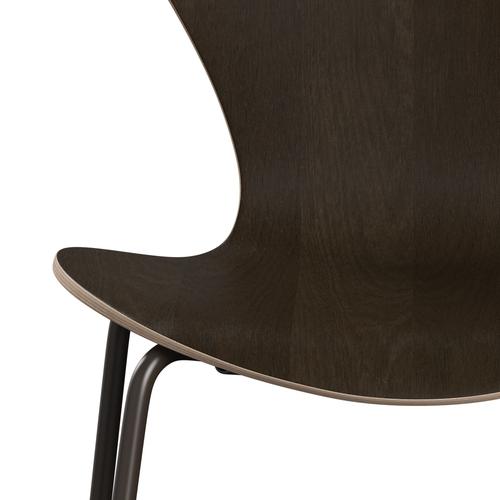 Fritz Hansen 3107 Chair Unupholstered, Brown Bronze/Dark Stained Oak Veneer Natural