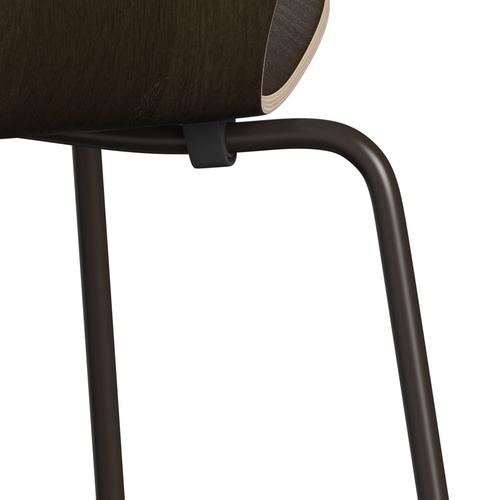 Fritz Hansen 3107 Chair Unupholstered, Brown Bronze/Dark Stained Oak Veneer Natural