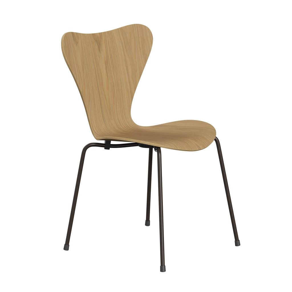 Fritz Hansen 3107 Chair Unupholstered, Brown Bronze/Oak Veneer Natural