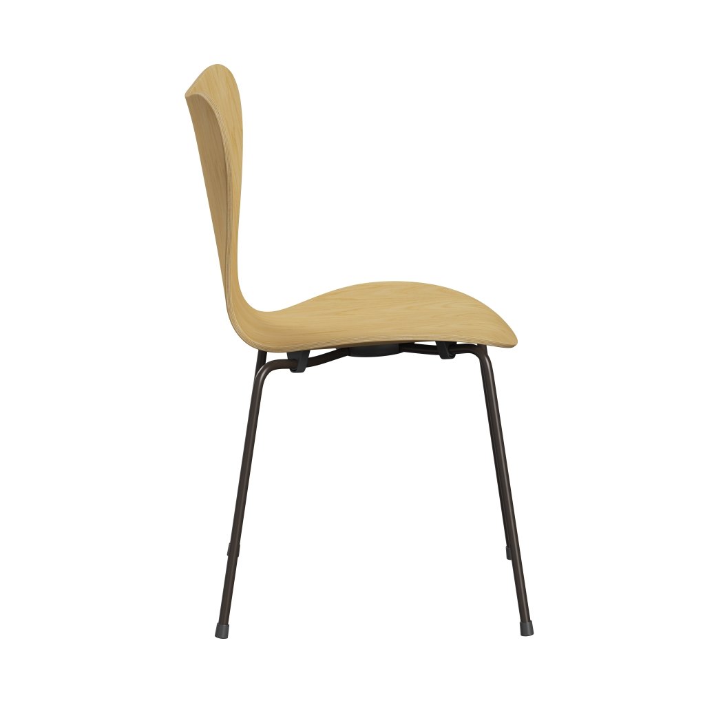 Fritz Hansen 3107 Chair Unupholstered, Brown Bronze/Ash Veneer Natural