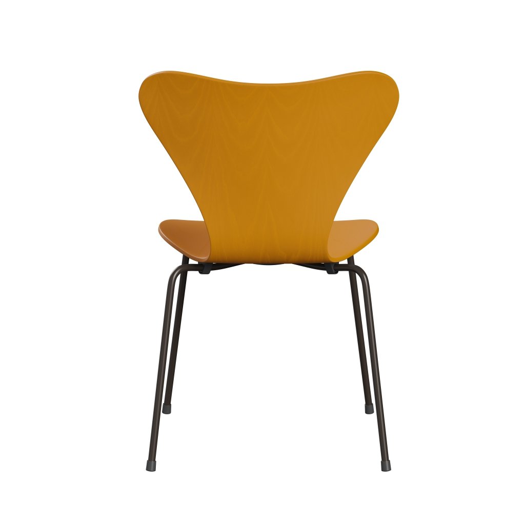 Fritz Hansen 3107 Chair Unupholstered, Brown Bronze/Dyed Ash Burnt Yellow