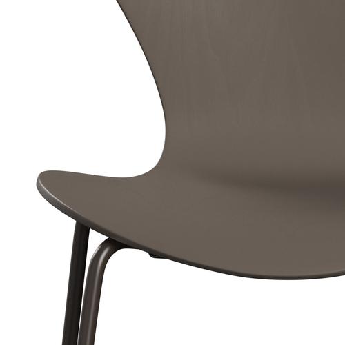 Fritz Hansen 3107 Chair Unupholstered, Brown Bronze/Colored Ash Deep Clay