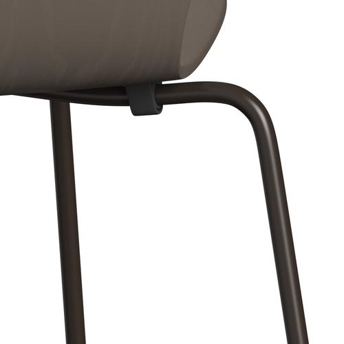 Fritz Hansen 3107 Chair Unupholstered, Brown Bronze/Colored Ash Deep Clay