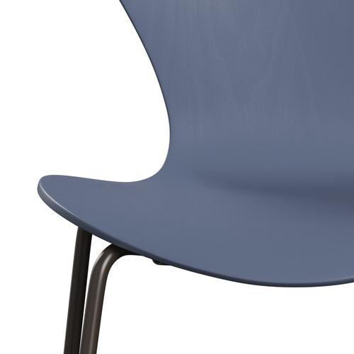 Fritz Hansen 3107 Chair Unupholstered, Brown Bronze/Dyed Ash Dusk Blue