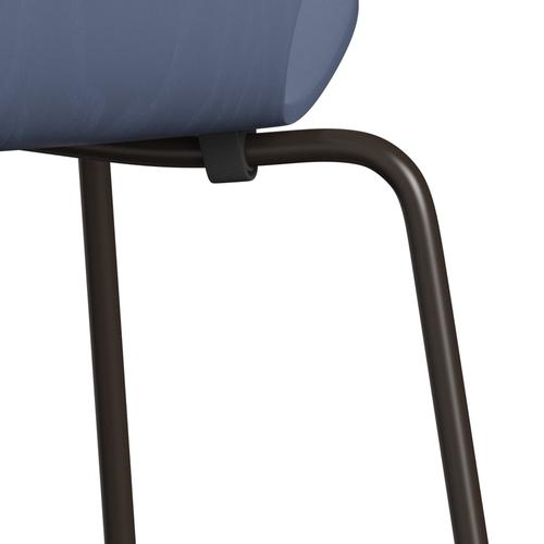 Fritz Hansen 3107 Chair Unupholstered, Brown Bronze/Dyed Ash Dusk Blue