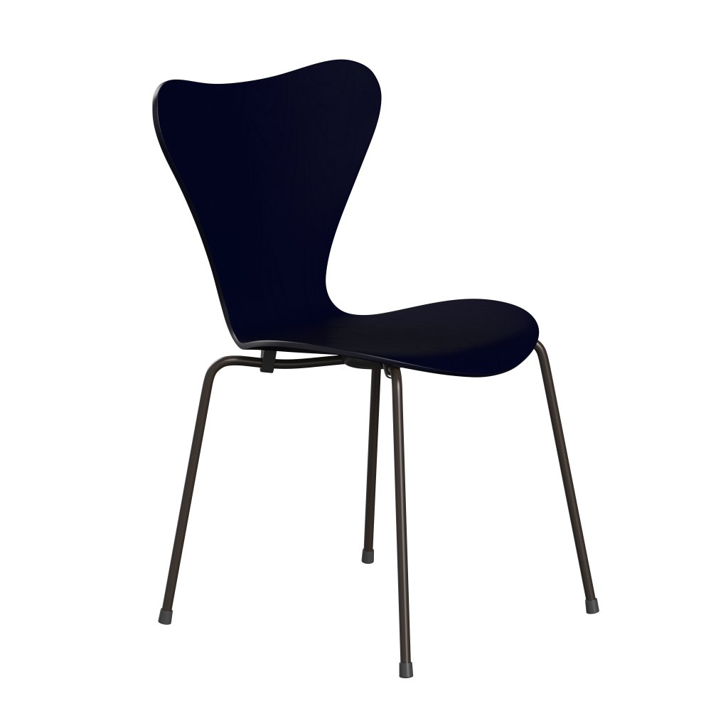 Fritz Hansen 3107 Chair Unupholstered, Brown Bronze/Dyed Ash Midnight Blue