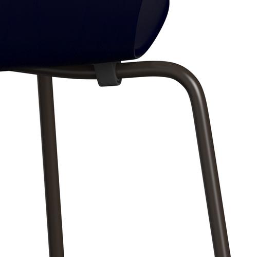 Fritz Hansen 3107 Chair Unupholstered, Brown Bronze/Dyed Ash Midnight Blue