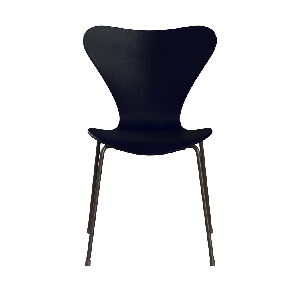 Fritz Hansen 3107 Chair Unupholstered, Brown Bronze/Dyed Ash Midnight Blue