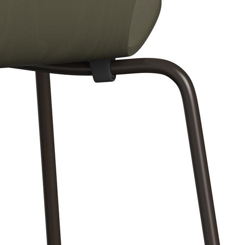 Fritz Hansen 3107 Chair Unupholstered, Brown Bronze/Dyed Ash Olive Green