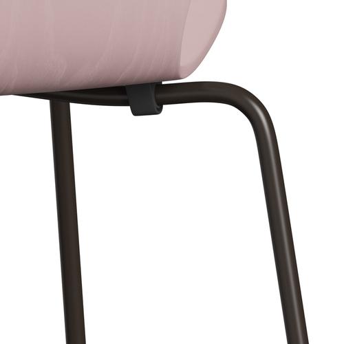 Fritz Hansen 3107 Chair Unupholstered, Brown Bronze/Dyed Ash Pale Rose