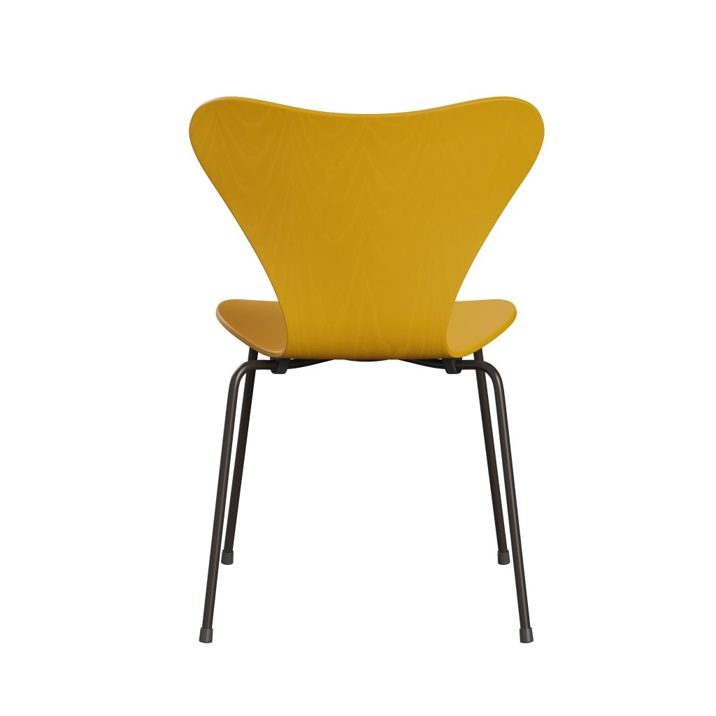 Fritz Hansen 3107 Chair Unupholstered, Brown Bronze/Dyed Ash True Yellow