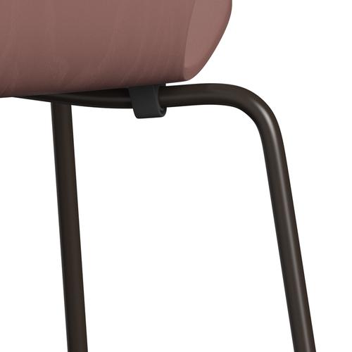 Fritz Hansen 3107 Chair Unupholstered, Brown Bronze/Colored Ash Wild Rose