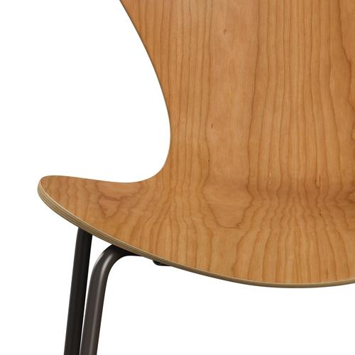 Fritz Hansen 3107 Chair Unupholstered, Brown Bronze/Cherry Veneer Natural