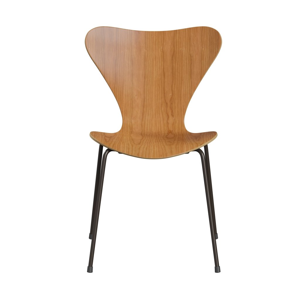 Fritz Hansen 3107 Chair Unupholstered, Brown Bronze/Cherry Veneer Natural