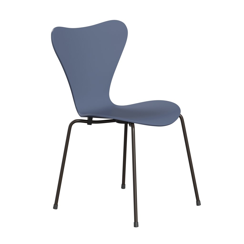 Fritz Hansen 3107 Chair Unupholstered, Brown Bronze/Lacquered Dusk Blue