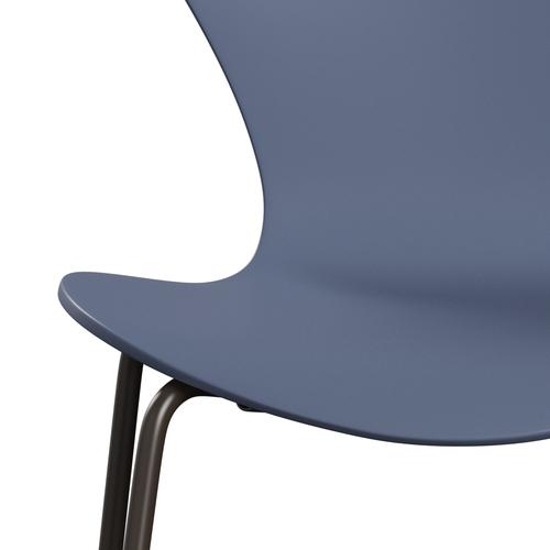 Fritz Hansen 3107 Chair Unupholstered, Brown Bronze/Lacquered Dusk Blue