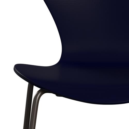 Fritz Hansen 3107 Chair Unupholstered, Brown Bronze/Lacquered Midnight Blue