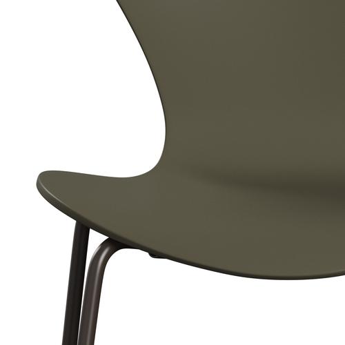 Fritz Hansen 3107 Chair Unupholstered, Brown Bronze/Lacquered Olive Green