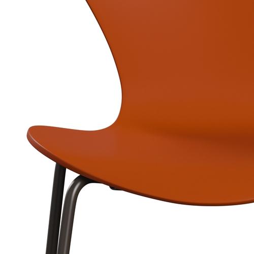 Fritz Hansen 3107 Chair Unupholstered, Brown Bronze/Lacquered Paradise Orange