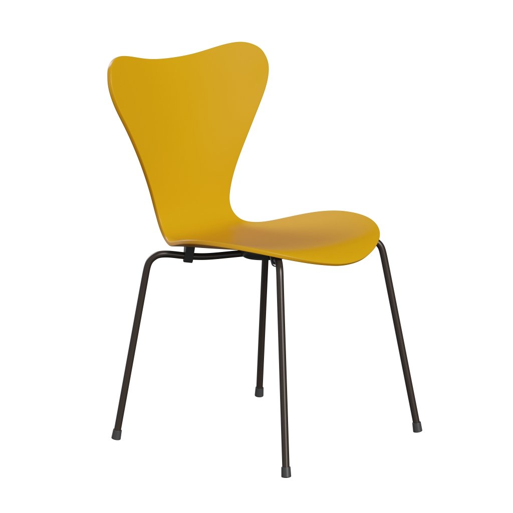 Fritz Hansen 3107 Chair Unupholstered, Brown Bronze/Lacquered True Yellow