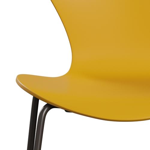 Fritz Hansen 3107 Chair Unupholstered, Brown Bronze/Lacquered True Yellow