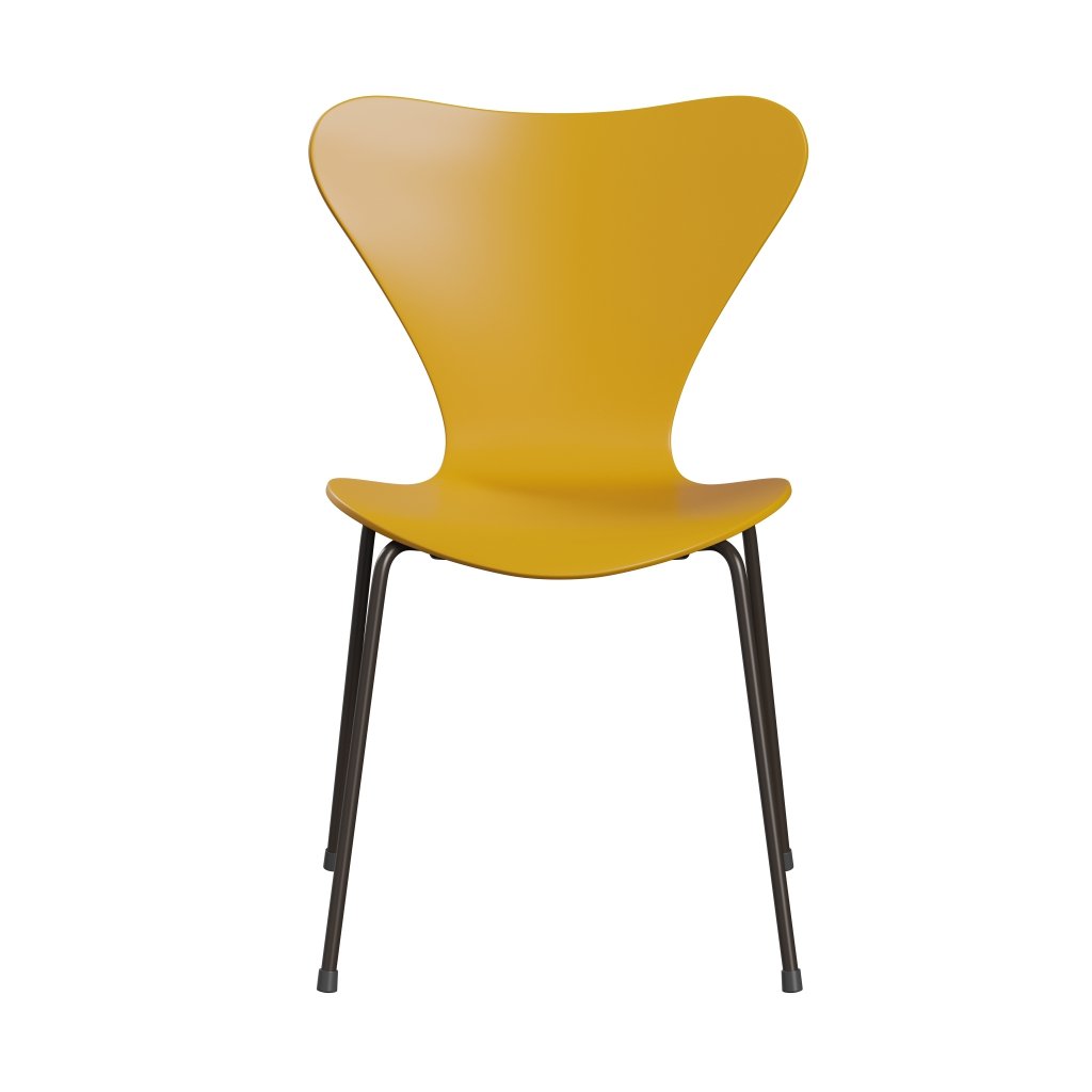 Fritz Hansen 3107 Chair Unupholstered, Brown Bronze/Lacquered True Yellow