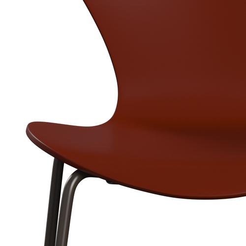 Fritz Hansen 3107 Chair Unupholstered, Brown Bronze/Lacquered Venetian Red