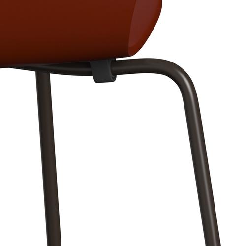 Fritz Hansen 3107 Chair Unupholstered, Brown Bronze/Lacquered Venetian Red