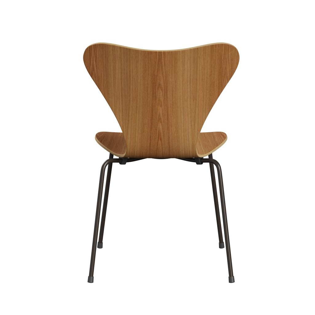 Fritz Hansen 3107 Chair Unupholstered, Brown Bronze/Elm Veneer Natural