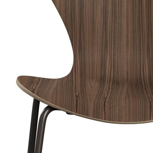 Fritz Hansen 3107 Chair Unupholstered, Brown Bronze/Walnut Veneer Natural