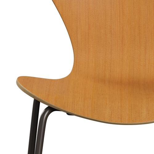 Fritz Hansen 3107 Chair Unupholstered, Brown Bronze/Swiss Stone Pine Veneer Natural