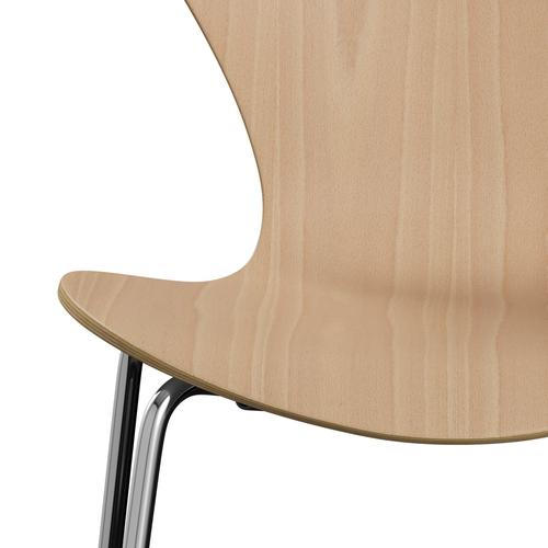 Fritz Hansen 3107 Chair Unupholstered, Chrome/Beech Veneer Natural