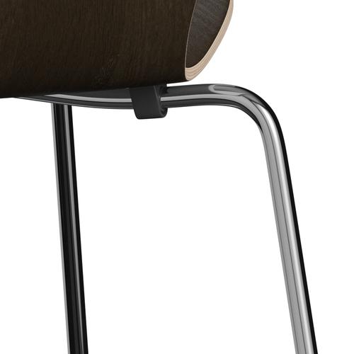 Fritz Hansen 3107 Chair Unupholstered, Chrome/Dark Stained Oak Veneer Natural