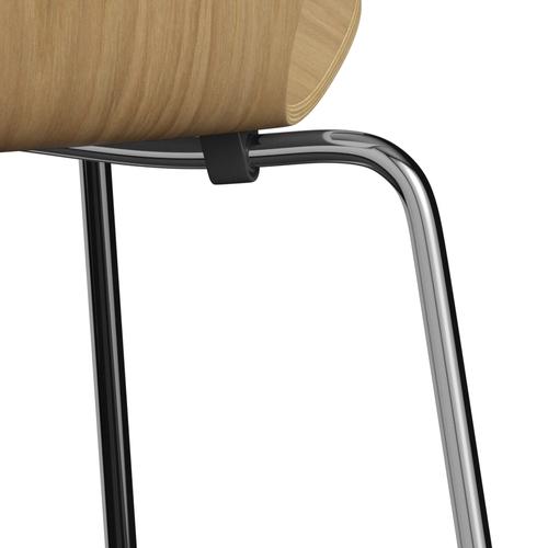 Fritz Hansen 3107 Chair Unupholstered, Chrome/Oak Veneer Natural