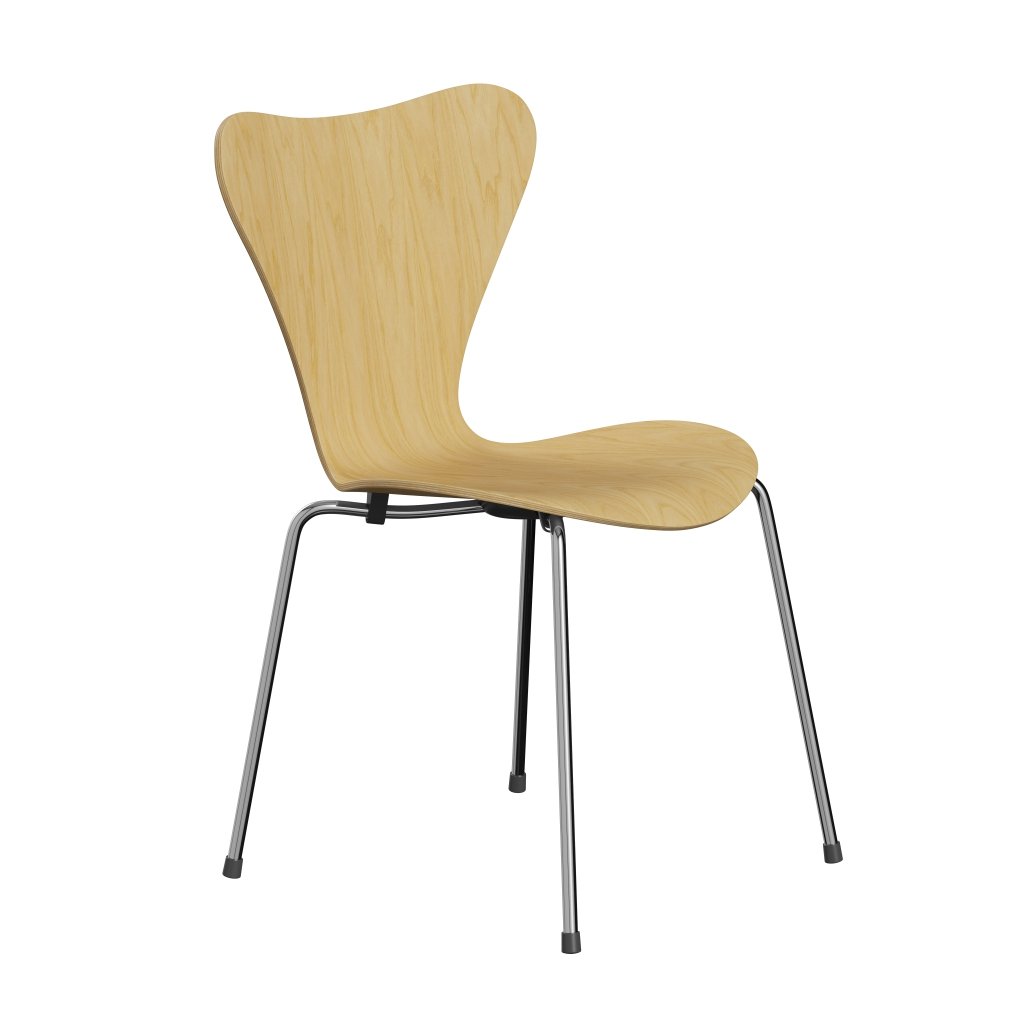 Fritz Hansen 3107 Chair Unupholstered, Chrome/Ash Veneer Natural