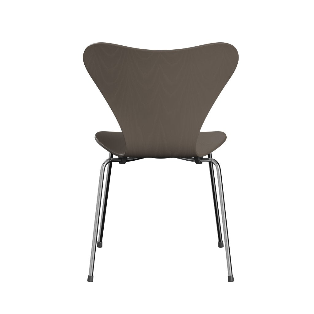 Fritz Hansen 3107 Chair Unupholstered, Chrome/Coloured Ash Deep Clay