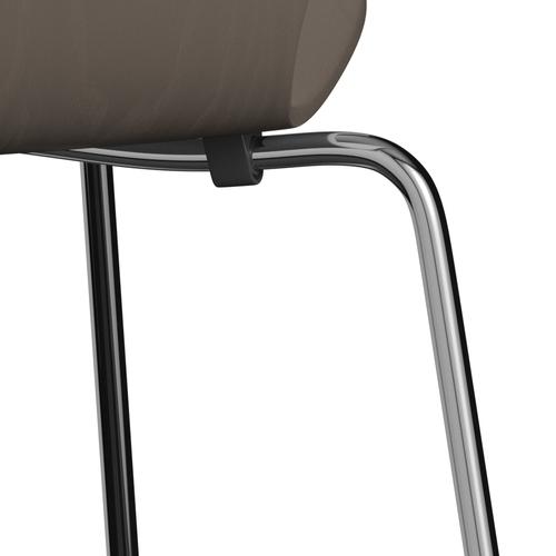 Fritz Hansen 3107 Chair Unupholstered, Chrome/Coloured Ash Deep Clay